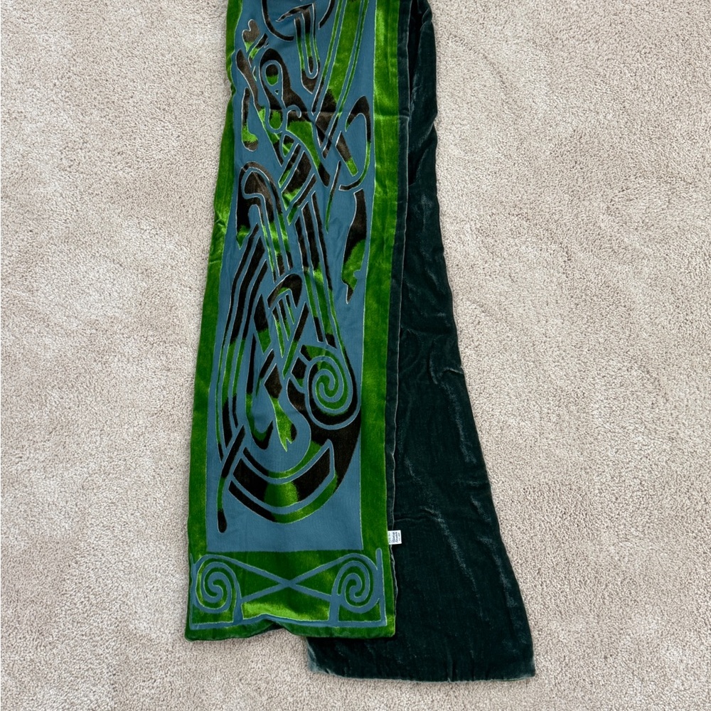 Patrick Francis Velvet Feel 100% Pure Silk Scarf - green and brown 10 X 66